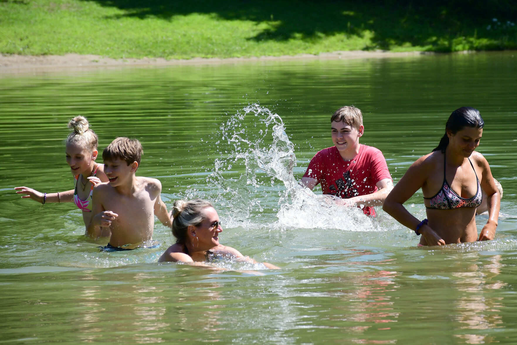 People play in the water